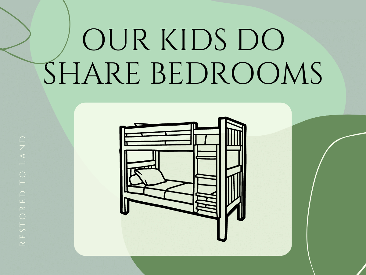 graphic titled "our kids do share bedrooms" with a drawing of a bunk bed