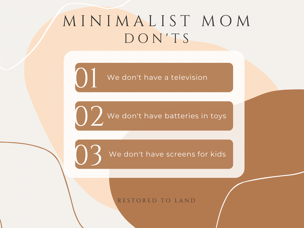 graphic titled "minimalist mom don'ts"