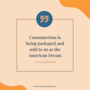 quote states "consumerism is being packaged and sold to us as the American Dream."
