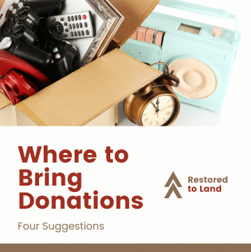 box of household items with the text "where to bring donations"