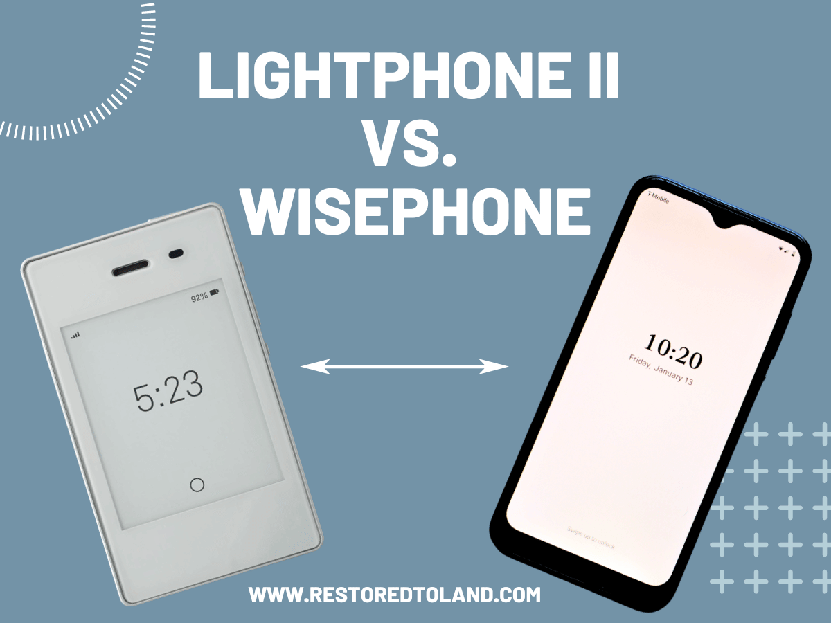 "Lightphone II vs. Wisephone" with image of both phones
